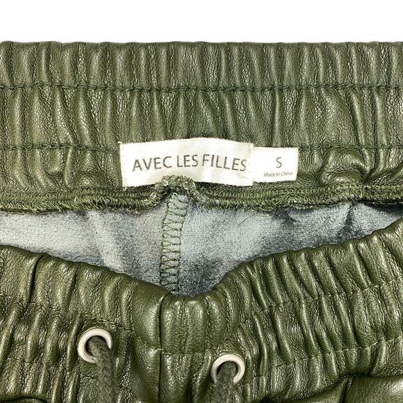 Anthropologie Avec Les Files Faux Leather Jogger Pants Womens Small Green - Picture 9 of 16